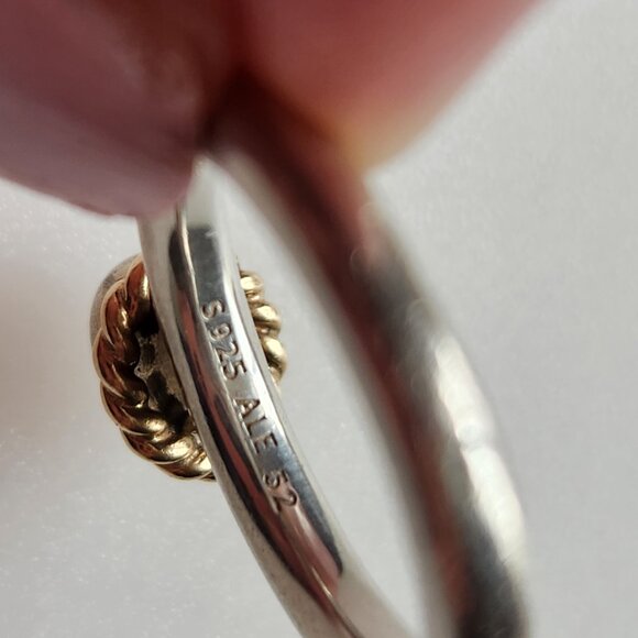 PANDORA RETIRED STERLING SILVER WITH 14K GOLD HALO RING SIZE 6. CLEAR CZ - Picture 3 of 5